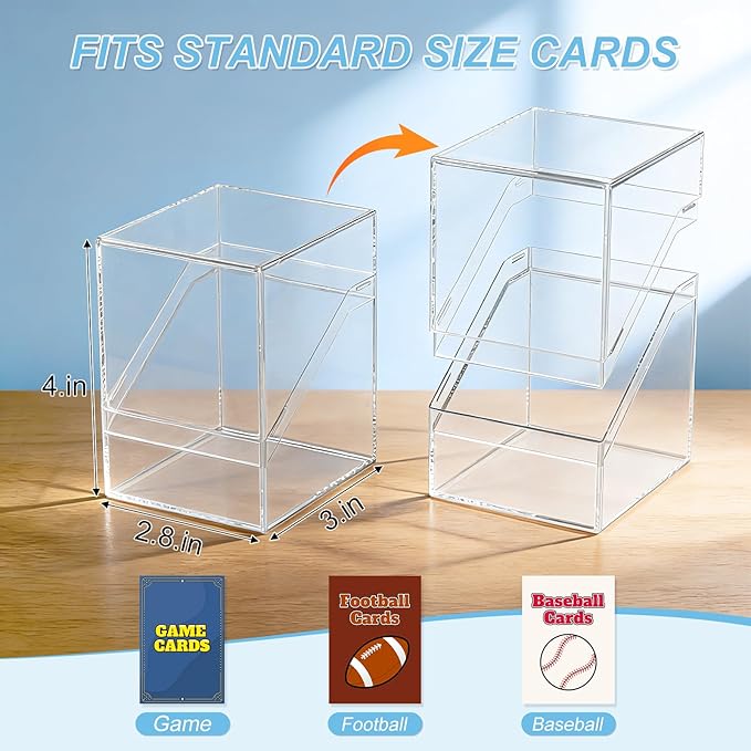Mlikero Card Deck Cases, 6 Pack Acrylic Commander Deck Box Holding 100+ Sleeved Cards with 6 Dividers, Clear Card Storage Box Fit for MTG, TCG, Sports Cards