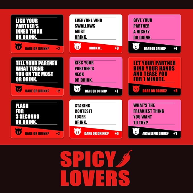 Couples Game for Date Night to Spice Things Up, Actually Fun Couple Drinking for Valentines Birthdays Couples Gift - Spicy Lovers