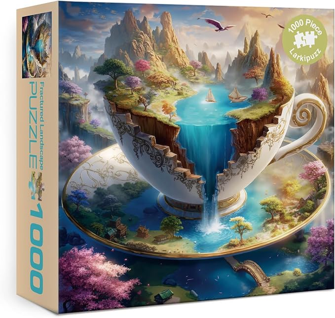 Beautiful Landscape Cup Puzzles for Adults 1000 Pieces, Magic Mountain Waterfall Jigsaw Puzzle, Difficult Nature Art Puzzles