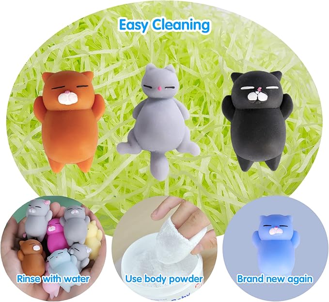 16pcs Mochi Squishy Toys Set, Mini Kawaii Animals Squishies Pack Fidget Toys for Kids - Cat Party Favors, Fidget Toys Packs, Birthday Gifts for Boys & Girls