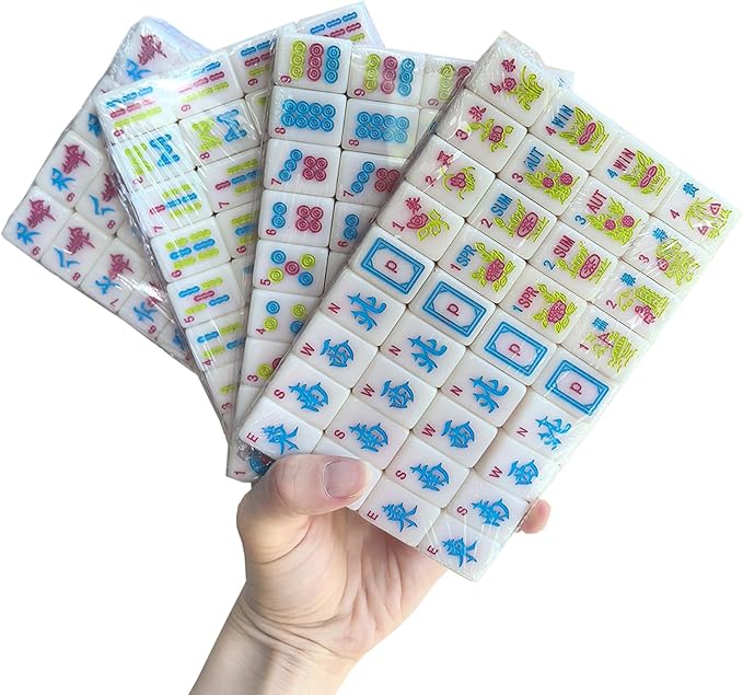 American Mini Mahjong Set 166 Mahjong Tiles 0.9-inch American Mahjong Game Pink Set Thickened Mah-Jongg Tiles Bag Mahjong Tile Set