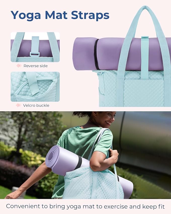 BAGSMART Crush Tote Bag for Women, 20L Puffer Work Tote with Zipper, Travel Essentials Quilted Nurse Hospital Bag