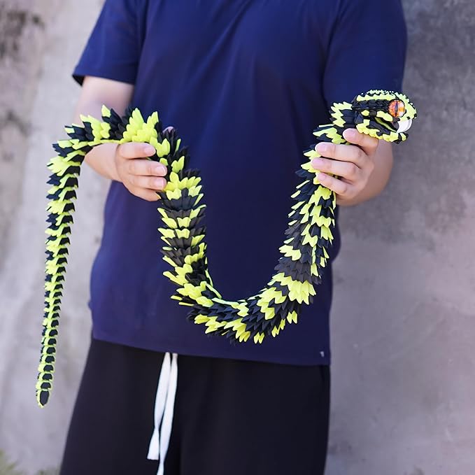 Super Large 3D Printed snake with a movable mouth,47.4inch,Flexible Realistic Articulated Animal Fidget Toys,Mystery Figurines Gifts ,Executive Desk Décor and Festival Collectible (BY 47.4inch)