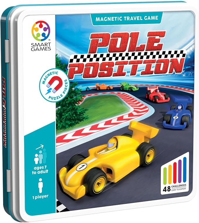 SmartGames Pole Position Metal Box Travel Game with 48 Challenges for Ages 7 - Adult