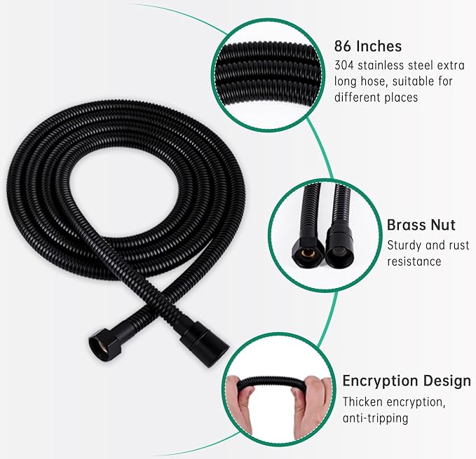 Shower Enema System with 86 Inches Hose, Diverter, Water Control Valve for Men and Women Portable Cleaning, Enema Nozzle Kit Cleaner Attachment (Matte Black)