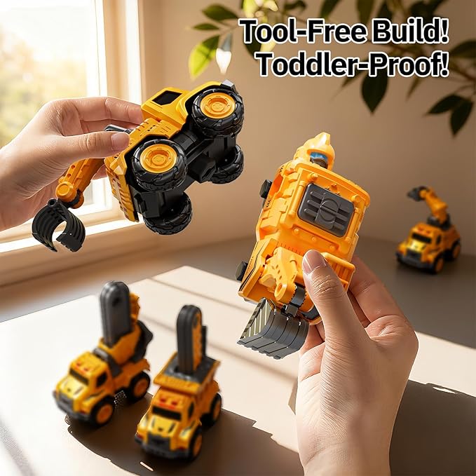 Transform Toys for Boys 4-6, 5 in 1 Take Apart Toys for Boys 3-5, Construction Excavator Transform Assembling Robot Toy for Kids, Educational Birthday Gift for 4 5 6 7 8 Year Old Boy Girls