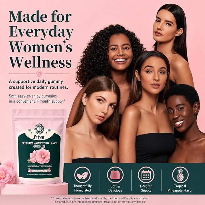 Pineapple Gummies for Women pH Balance, Feminine Probiotics for Vaginigal Health, Nutrition Feminine Gummies, Immune Support, Vegan, Gluten-Free, Hawaiian Pineapple 60 Gummies 30 Servings