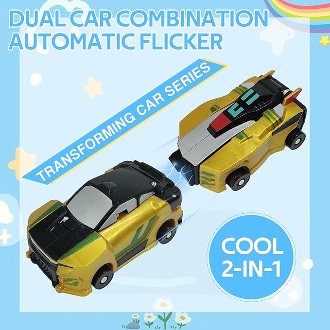 Dinosaur Collision Transforming Car Toy,Magnetic Cars Transform Into Dinosaurs,Transformation Car Toys For Boys & Girls With Transform Feature,Party Gift For Birthday,Christmas (Golden Dragon)