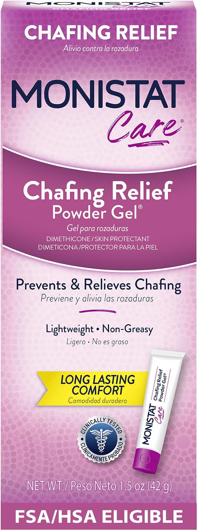 Monistat Chafing Relief Powder Gel, Long-Lasting Anti-Chafing Protection for Bikini Area, Thighs and Bra Lines, 1.5 Oz