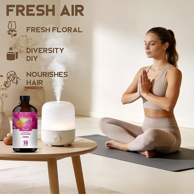 Lotus Essential Oil, Lotus Oil for Meditation, Diffuser, Humidifier, Massage, DIY Candle, Soap, Yoga, Relaxation, Gift Ready,Lotus Fragrance Oil - MLYNKL Essential Oils (16.33 fl oz / 490ml)
