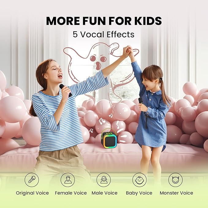 Karaoke Machine for Kids, 2026 TOP Toys Birthday Gifts Ideas for Girls Ages 4, 5, 6, 7, 8, 9, 10, 12+ Years Old, Portable Mini MP3 Player with 2 Wireless Mics for Party