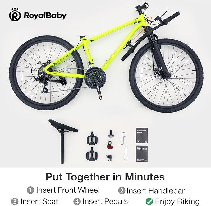 RoyalBaby Kids Mountain Bike for Boys and Girls, Ultra-Light Aluminum 20-26 Inch Wheel Bicycle for 6-14 Years Old Children, 7/21-Speeds Drivetrain