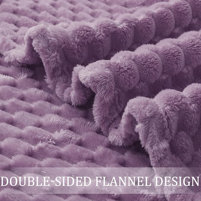 Exclusivo Mezcla 3D Fleece King Size Blanket for Bed, Grayish Purple | Extra Soft Fuzzy Plush Lightweight Bed Blankets, Cozy Fluffy Decorative Blankets for All Seasons, 90x104 Inches