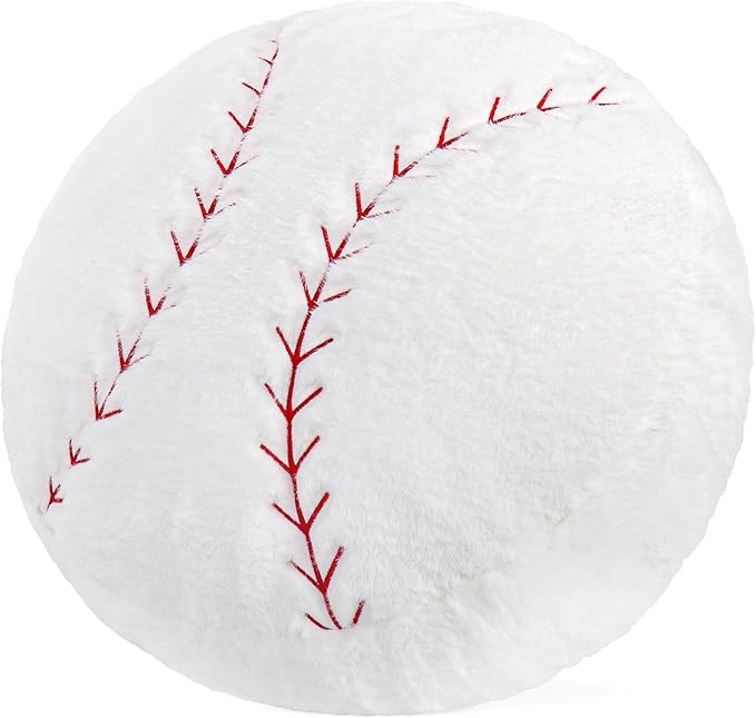Wepop 18in Fluffy Baseball Pillow, Soft Baseball Pillows, Sports Ball Pillow Stuffed Plush Toy Room Decoration and Gifts for Kids, Boys, Girls, Baseball Fans