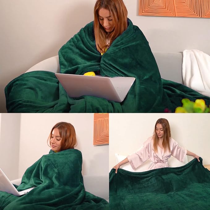 Forest Green Fleece Plush Throw Blanket 60"x80"for Couch Fuzzy Cozy Flannel | Super Soft Lightweight Microfiber Blanket for Sofa Bed bedroom Home Decor All Season,Birthday Gifts for Women Mom Adult