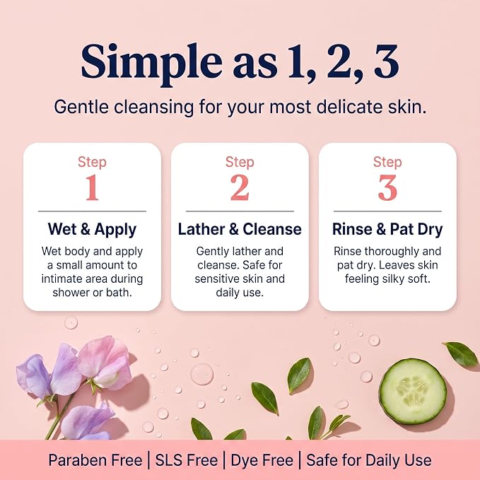 LUVENA Feminine Wash pH Balanced Sweet Pea Intimate Cleanser 6.76 oz 2 Pack | Gently scented formula with vitamin E helps moisturize and resist odor, water based and paraben free for everyday use