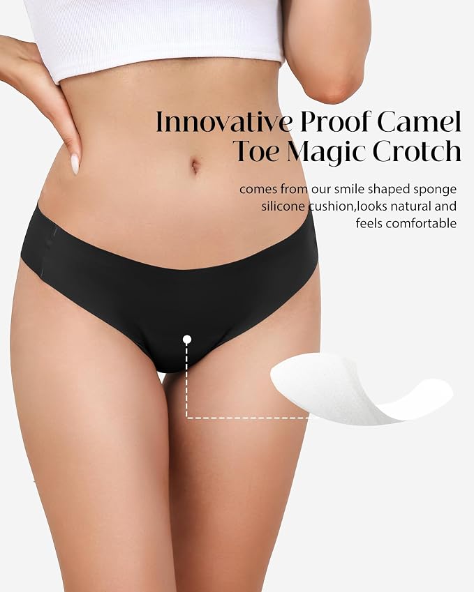 LEVAO Seamless Thongs for Women Invisible Toe Thong No Show Camel Proof Underwear Thong Panty Liners Workout G-Strings