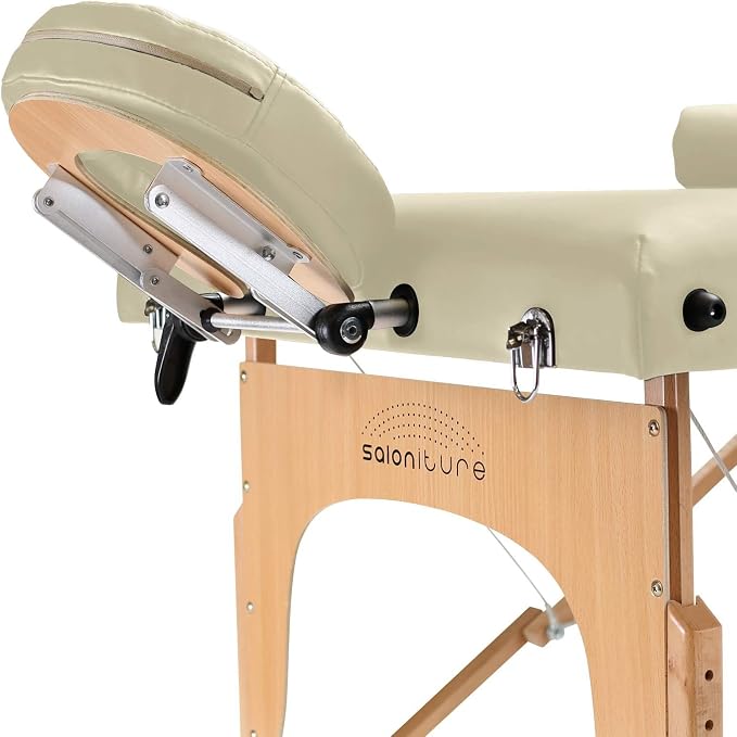 Saloniture Professional Portable Massage Table with Backrest - Cream