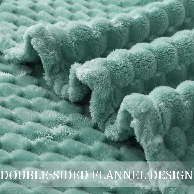 Exclusivo Mezcla 3D Fleece Queen Size Blanket for Bed, Celadon | Extra Soft Fuzzy Plush Lightweight Bed Blankets, Cozy Fluffy Decorative Blankets for All Seasons, 90x90 Inches