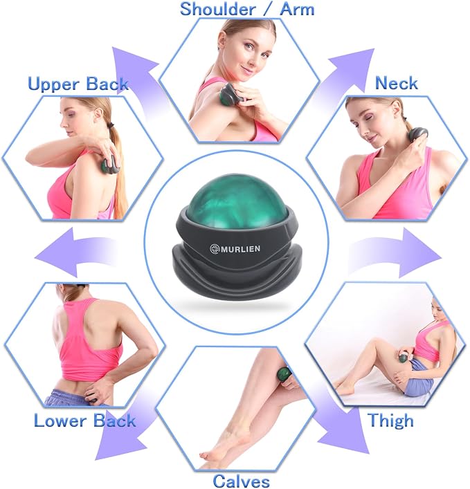 Massage Roller Ball, Tight and Sore Muscles Relief, Manual Massager, Alleviating Shoulder, Arms, Back, Legs, Calves or Muscle Tension - Green