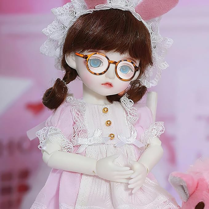 DOITOOL Doll Glasses for 18 Inch Dolls, 6 Pcs Mini Eyeglasses Doll Dress up Glasses Round Frame with Clear Lenses Cosplay Party Accessories