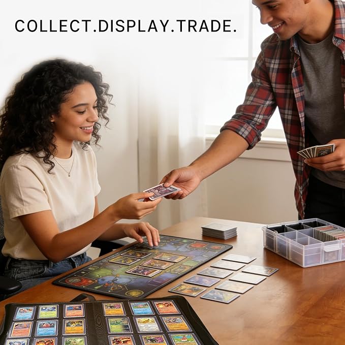 Foluck 9 Pocket Top Loader Binder, Holds 252 Toploaders, 200Pcs Top Loaders & Card Sleeves Included, Side-Loading Trading Card Binder, Premium Collection Album for Pokemon, MTG, Sports Cards (Green)