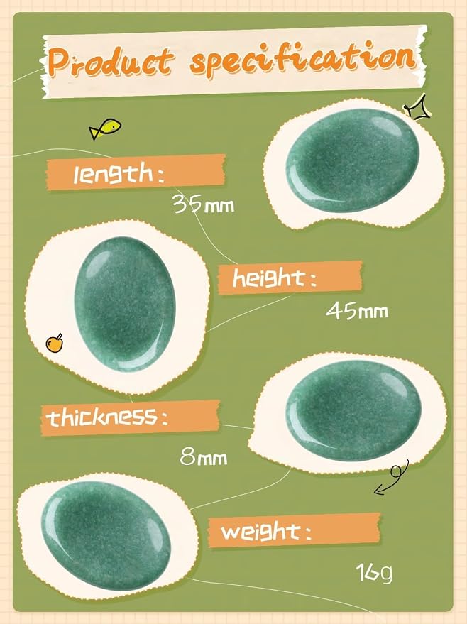 Thumb Worry Stone Green Aventurine Crystal Trinkets Crystals and Healing Stones Oval Natural Fidget Meditation Accessories Gemstones Reiki Pocket Palm Tiny Anxiety Relief Items for Women Men
