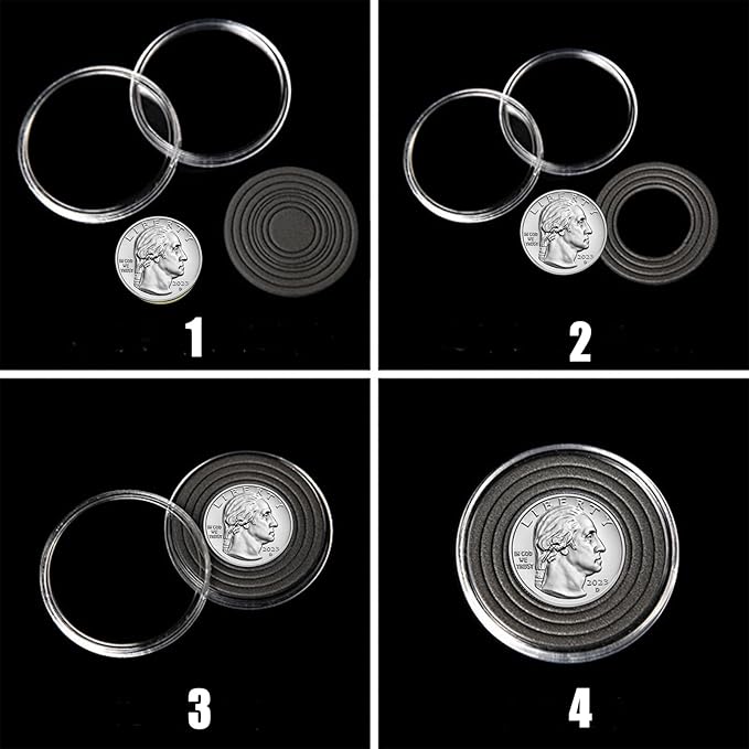 MUDOR Silver Dollar Coin Holders with 10 Size Gasket, 100 Pack Coin Storage Cases for Silver Eagle,Morgan,Cent,Nickel,Quarter, Plastic Coin Collection Supplies Protectors Capsules for Collectors