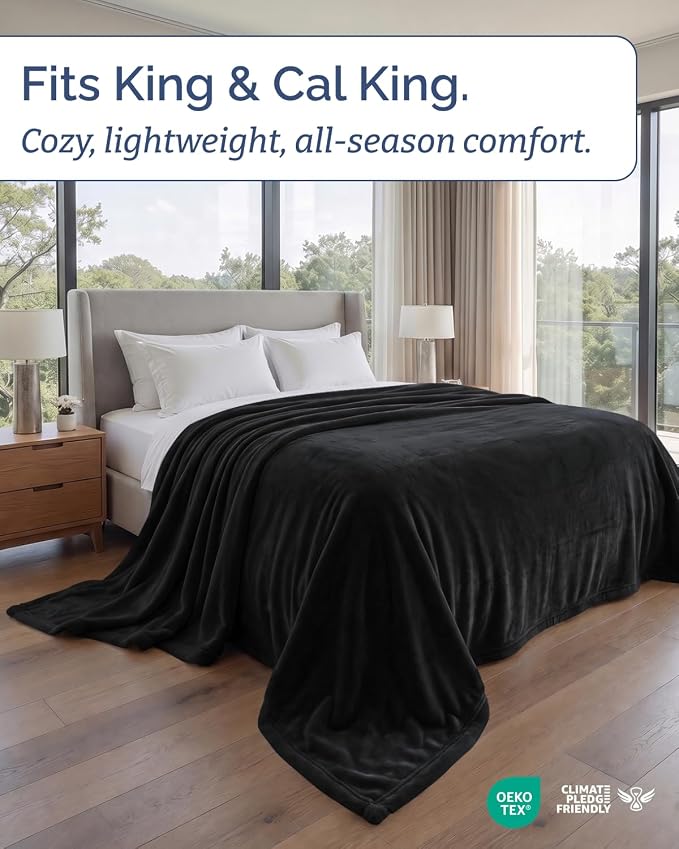 Ultra Soft Fleece Blanket Giant Blanket Size - Flannel Fleece Luxury Blanket - Lightweight for Couch Bed Chair - Thick, Warm and Breathable - All Season Cozy, Black