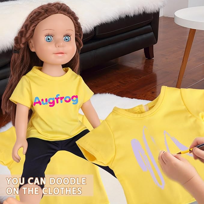 5-Piece Yellow T-Shirts for 17-18 Inch Dolls | Plain Short Sleeve Tees for DIY Customization
