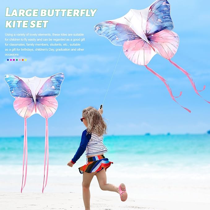 Leitee 6 Pack Large Kite for Kids and Adults Butterfly Kite for Kids Age 4-8-12 Dragonfly Owl Parrot Eagle Goldfish Teens Toy Easy to Fly for Game Beach Outdoor Activities Gifts(Stylish Style)