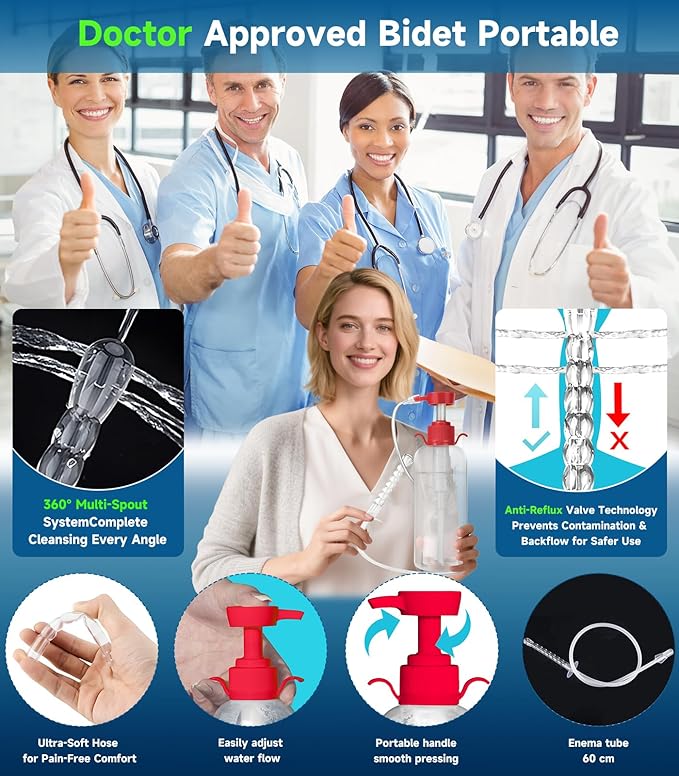 Enema Kit for Colon Cleansing - Anal Douche Anti Back-Flow Design for Feminine Personal Care,Vaginal Douche for Women/Douches for Men with 3 Nozzles 600ML