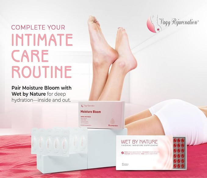 Vagy Rejuvenation Moisture Bloom Vaginal Moisturizer with Hyaluronic Acid & Aloe Vera – Hormone-Free Hydration for Dryness – 10 Vaginal Ovules