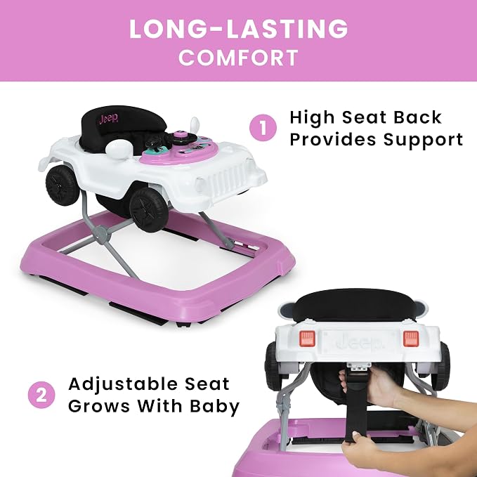 Jeep Wrangler Activity Walker by Delta Children, White/Pink