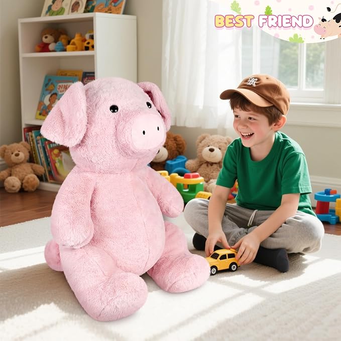 Giant Pink Pig Stuffed Animal 30", Jumbo Soft Giant Stuffed Animal, Big Pigs Cute Plush Toys Hugging Pillow for Stress Relief & Sleep Aid, Huge Cuddly Pig Plush Gift for Kids Adults