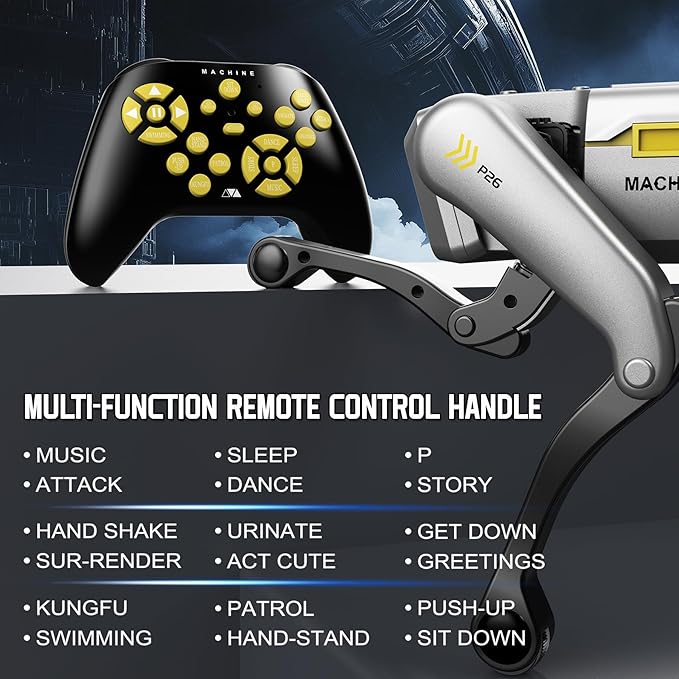 Robot Dog, AI Dog, AI Smart Pet, Will Dance and Kungfu, Voice/App/Remote Control, Support Action Programming, AI Robot Ideal Gift for Adults/Kids