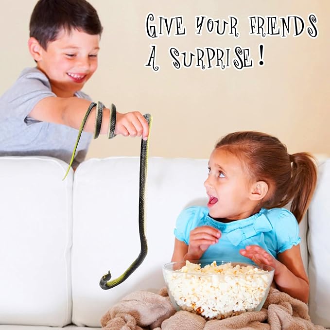 3 Pcs Realistic Rubber Snakes Colorful, Plastic Snakes, Prank Snake Toys for Party, Tricking People, Kids Playing, Garden Props Decorations, Assorted Sizes