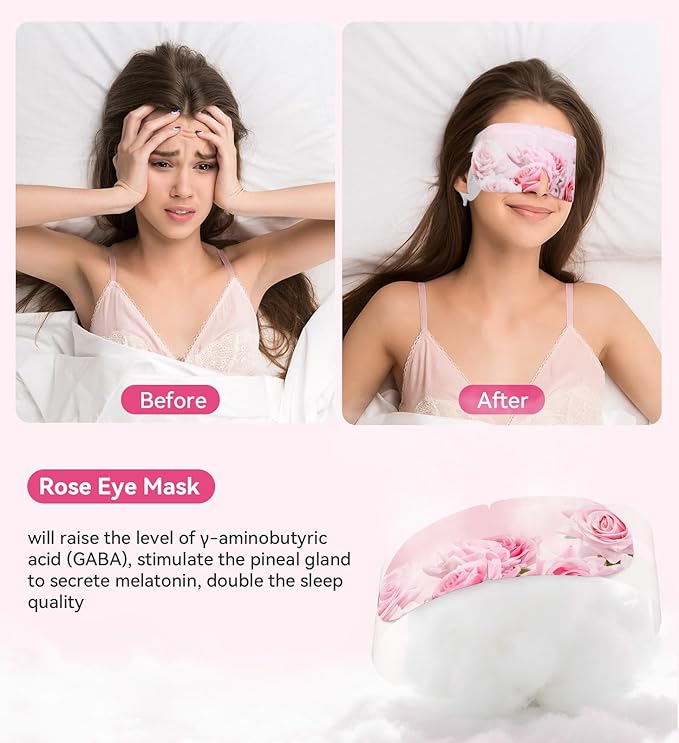 18 Packs Rose Heated Eye Mask - Heating Eye Mask Warm Compress for Dry Eyes Puffiness Dark Circles Sleep Stye Irritation Stress Relief Self Care Wellness Spa Relaxation Gift for Women