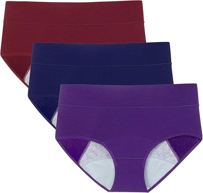 POKARLA Women's High Absorbency Period Cotton Underwear Heavy Flow Leakproof Panties(Regular&Plus Size)