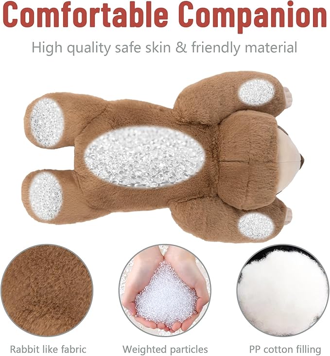 Niuniu Daddy 26" | 5LB Sloth Weighted Stuffed Animals for Adults Kids, Large Brown Sloth Weighted Lap Animal Plush Toy, Giant Body Pillow with Bag Stickers as Gift for Christmas Birthday Holidays
