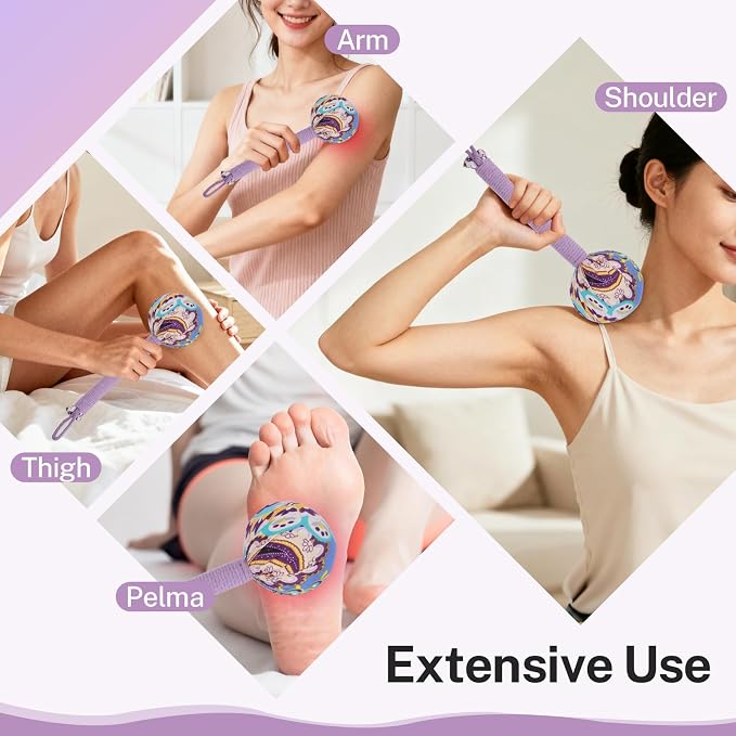 lefeke Manual Massage Hammer, Mugwort Massage Hammer, Handheld Body Percussion Tool for Back Neck Shoulder Leg Muscle Relief 26cm-Purple