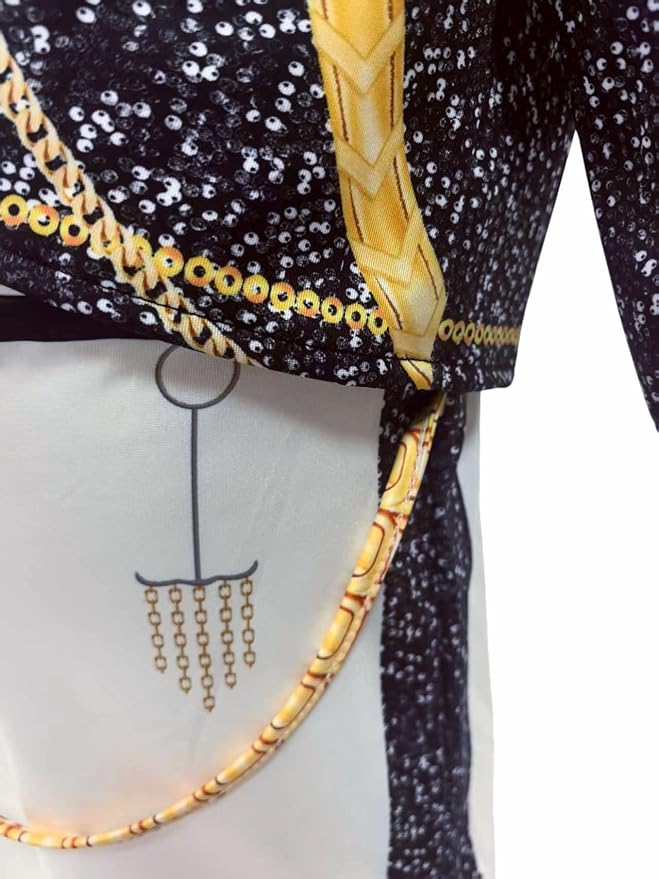 Rumi Golden Costume Kids, Kpop Girls Halloween Cosplay Outfit 3PSC Set Include Jacket T-Shirt Shorts