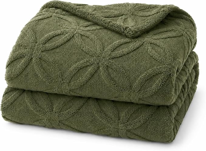 Green Throw Blanket - Soft & Fluffy Fleece, Cute & Aesthetic, Perfect for Sofa, Couch, Chair, Bed, Living Room & Bedroom, All-Season Use, Plush & Cozy Decorative 50x60 Inch Blanket