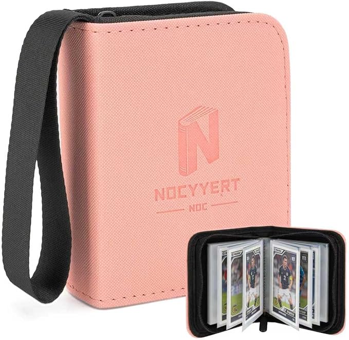 Trading Card Binder,Trading Card Binder, Mini 1-Pocket Trading Card Binder with 20 Pages, Portable Card Album Holds 40 Cards for TCG, MTG, Sports Cards & Game Cards etc(Pink)
