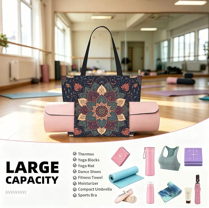 Christian Cross Jesus God Yoga Mat Bag for Women with Mats Bags Carrier Carryall Canvas Tote with Zipper Pocket, Polyester Gym Bag for Yoga Pilates Beach Travel Fitness Workout Gifts for Yoga Lovers