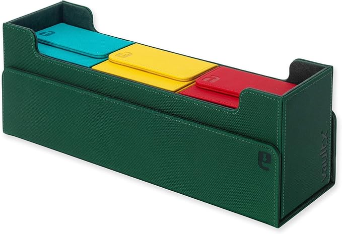 Vault X Card Storage Box, Exo-Tec Material, Detachable Magnetic Lid, with Dividers & Foam Fillers, for Trading Cards (Green)
