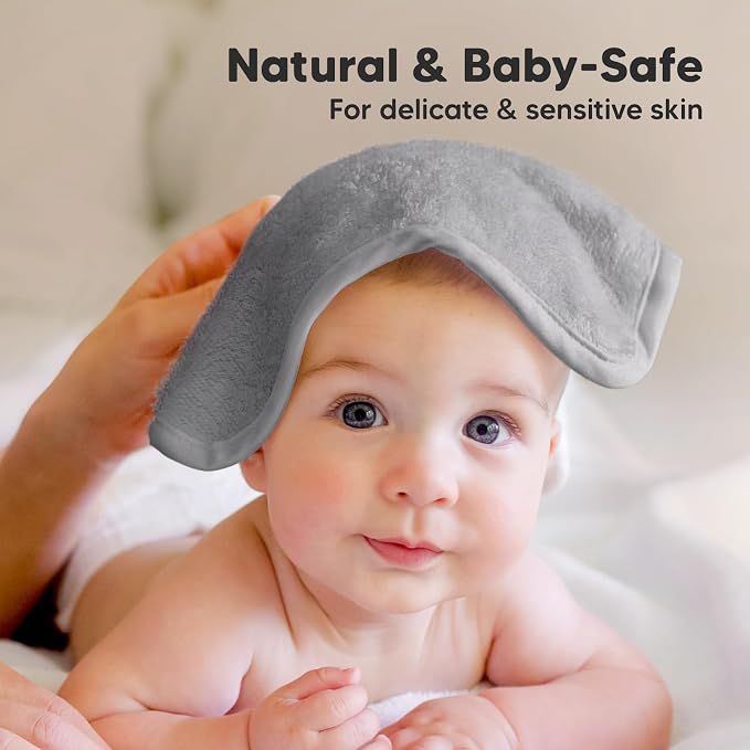 6-Pack Baby Washcloths – Soft Absorbent Viscose from Bamboo Washcloths for Face, Body, Baby Towels for Newborn, Kids, Toddlers, Infant, Gentle on Sensitive Skin, 10x10 Reusable Face Towels (Cool Gray)