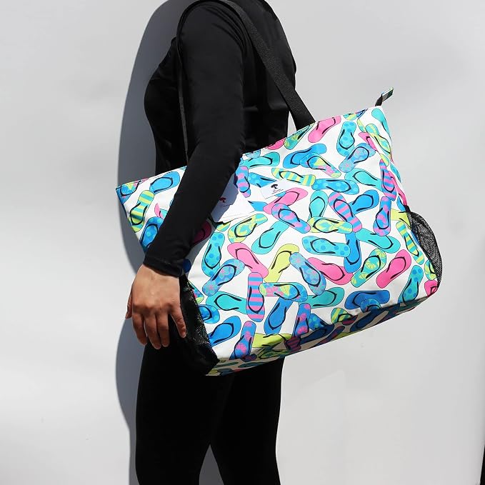 ESVAN LARGE BEACH BAG Water Resistant Lightweight 20 inch Women Oversize Tote Bag for Gym Beach Travel Pool Yoga Nurse