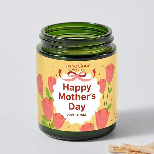 Personalized Message Pure Beeswax Candle for Her & Him - 3 Scent Choices: Palo Santo - Coastal Breeze - Tranquility - Non-Toxic & Pet Friendly - Gift for Wife Girlfriend Mom Dad - 5.5 OZ