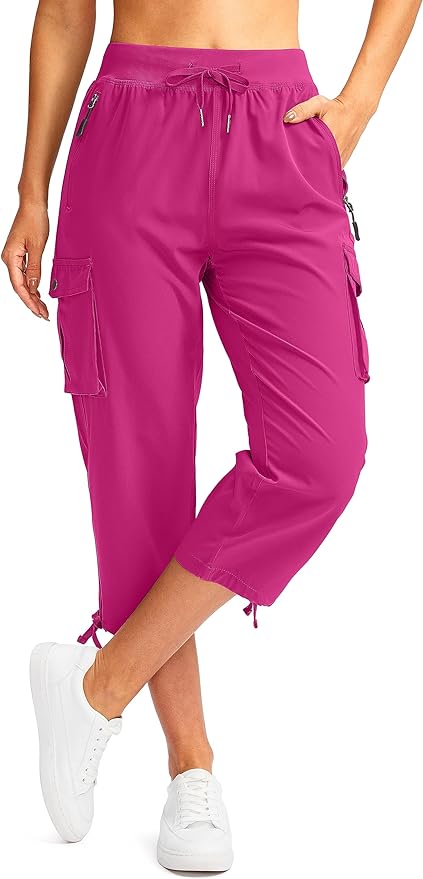 Soothfeel Women's Cargo Capris Pants with 6 Pockets Lightweight Quick Dry Travel Hiking Summer Pants for Women Casual
